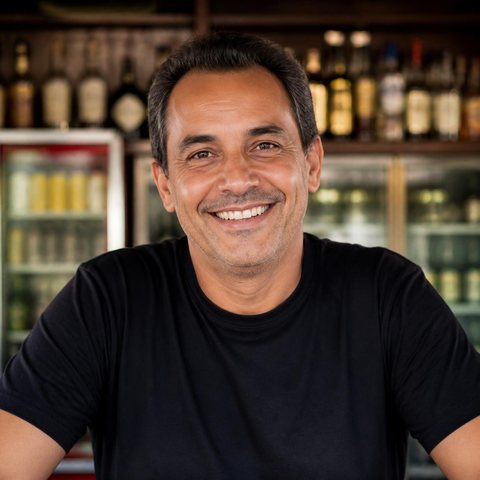Ilustração: dono de bar no balcão